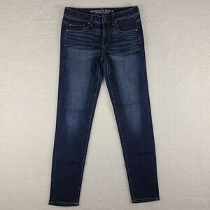 American Eagle Jeans Womens 4 Blue Super Skinny Stretch Dark Wash‎ Denim